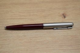 A Parker Jotter ballpoint pen in burgundy with lustraloy cap