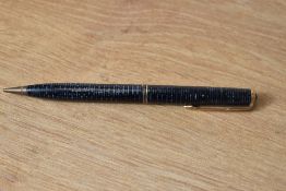 A Parker Vacumatic propelling pencil in blue with two bands