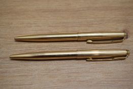 Two Parker 65 ballpoint pen in rolled gold