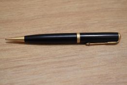 A Parker Duofold propelling pencil in black with decorative band