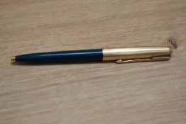 A Parker ballpoint pen in Turquoise with 12ct rolled gold cap