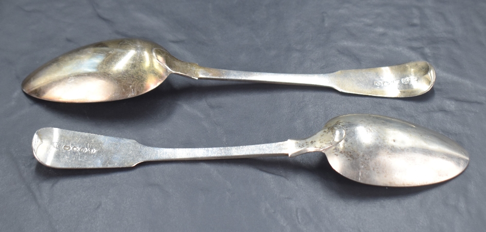 A George III silver fiddle pattern table spoon, with pointed oval bowl and couped dog head crest, - Image 3 of 3