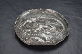 A WMF Wurttembergische Metallwarenfabrik silver plated 'Lion of Lucerne' of moulded circular form