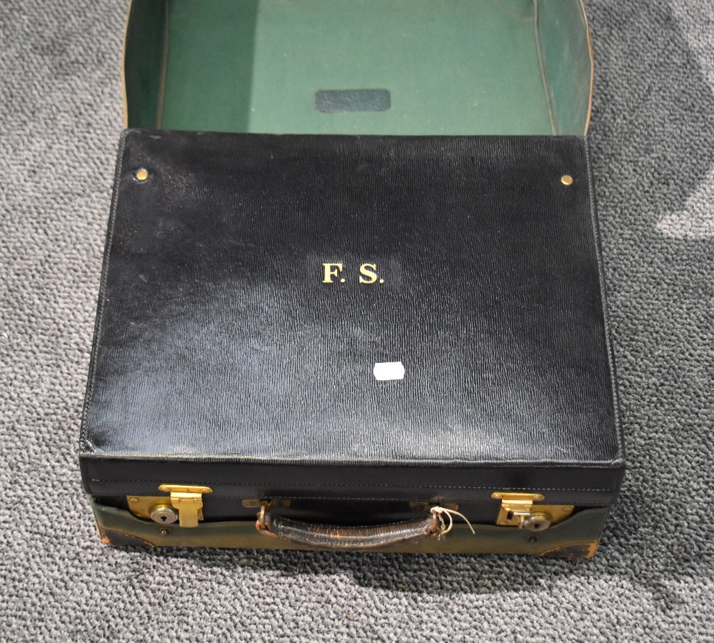 A Victorian green-stained leather travelling vanity case, the cover with gilt tooled initials F.S - Image 3 of 4