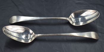 A pair of George III silver Old English pattern table spoons, marks for London 1789, maker Hester