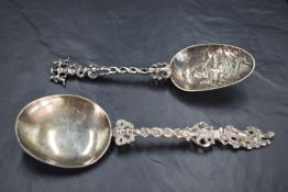 A Victorian Scottish silver apostle spoon, with shallow circular bowl, cast with rat-tail drop and