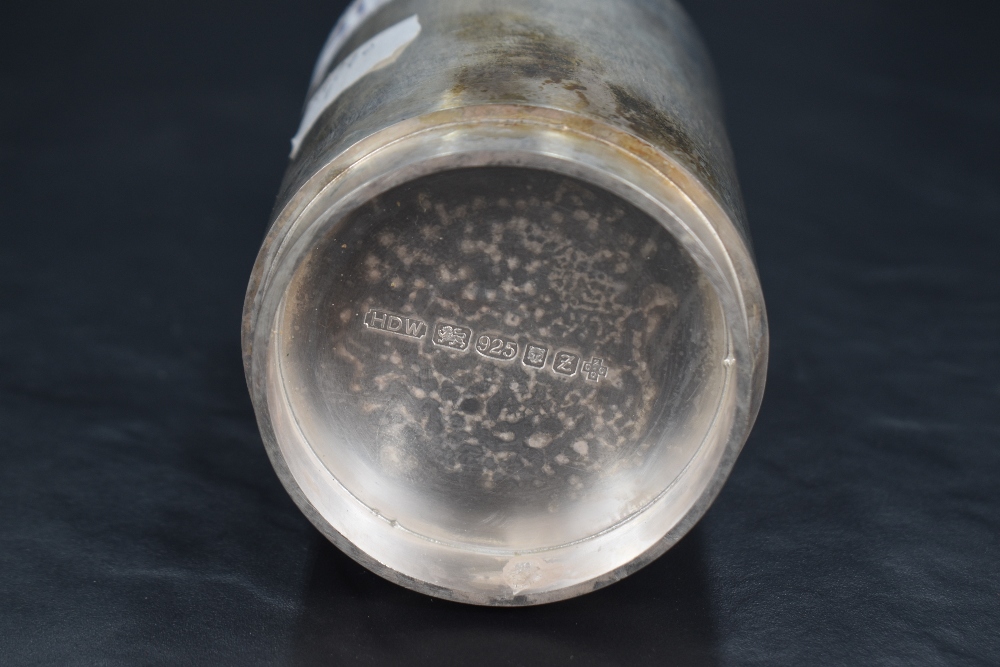 A Queen Elizabeth II silver beaker, of planished cylindrical form with short circular foot, marks - Image 2 of 2