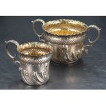 A Victorian silver porringer, of traditional design with crimped rim embossed rope-twist band and