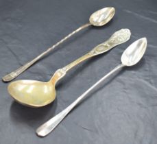 A David Anderson, Norway 830 grade white metal spoon with ovoid bowl and foliate scroll cast
