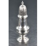 A Queen Elizabeth II silver sugar caster, of traditional baluster form with domed and pierced finial