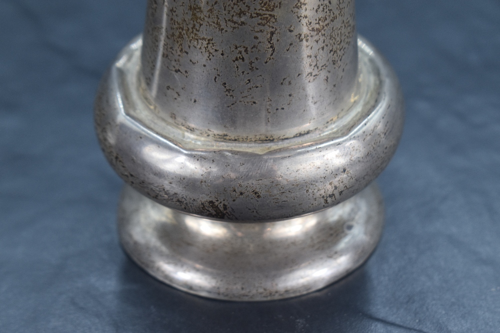 An Edwardian silver vase, of lobed and flared cylindrical form with short basel knop and spreading - Image 2 of 3