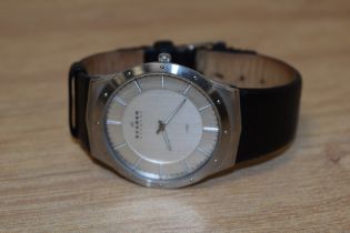 A gent's quartz wrist watch by Skagen, model no: 509XXLSLC having baton numeral dial to circular