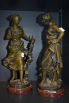 Two 19th Century French spelter figural ornaments, signed Math (Mathurin) Moreau (1822-1912,