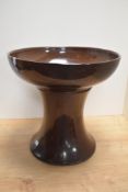 A vintage brown glazed stoneware jardiniere stand and pedestal.