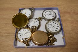 A collection of six assorted pocket watches, to include a Waltham full hunter pocket watch in gold