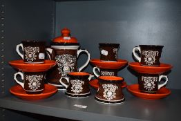 A mid-20th Century Schramberg Adlon patterned tea set, comprising a teapot and six teacups and