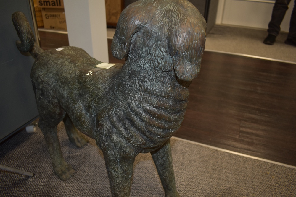 A cast bronze sculpture in the form of a 19th Century pug, patinated in appearance, and measuring - Image 5 of 8