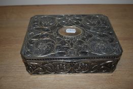 A white metal jewellery box, by Godinger, containing assorted costume jewellery, including a 9ct