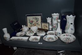 An assorted collection of Aynsley Pembroke patterned china, including vases, trinket dishes, place