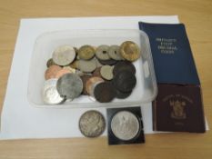 A collection of GB and World Coins including 1855 Penny, 1935 Crown, 1951 Crown, British West Indian