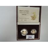 A Royal Mint United Kingdom 1988 Queen Elizabeth II Britannia Gold Proof Two Coin Set, £25 and £