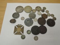 A small collection of GB Coins and Medallions including 1890 and 1935 Crowns, other Silver Coins and