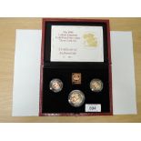 A Royal Mint United Kingdom 1990 Queen Elizabeth II Britannia Gold Proof Sovereign Three Coin Set,