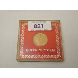 A 1857 Queen Victoria Gold Sovereign, Young Head, Shield Back, Royal Mint, in plastic case