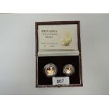 A Royal Mint United Kingdom 1989 Queen Elizabeth II Britannia Gold Proof Two Coin Set, £25 and £