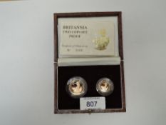 A Royal Mint United Kingdom 1989 Queen Elizabeth II Britannia Gold Proof Two Coin Set, £25 and £