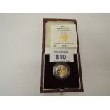 A Royal Mint United Kingdom 1992 Queen Elizabeth II Britannia 1/10oz Gold Proof £10 Coin, in case