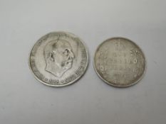 A 1904 Edward VII Indian Silver One Rupee Coin and a 1966 Spanish Francisco Franco Silver 100 Ptas