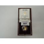A Royal Mint United Kingdom 1991 Queen Elizabeth II Britannia 1/10oz Gold Proof £10 Coin, in case