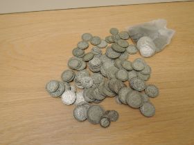 A collection of GB Silver Coins 1920-1947 along with a small amount of Cupro-Nickel Coins, 3p to
