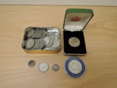 A collection of GB Half Crowns, all pre 1947 and Canadian 1967 Silver Medal, Canadian 1964 Silver