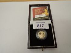 A Royal Mint United Kingdom 2004 Queen Elizabeth II Britannia 1/10oz Gold Proof £10 Coin, in case