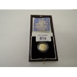 A Royal Mint United Kingdom 2001 Queen Elizabeth II Britannia 1/10oz Gold Proof £10 Coin, in case