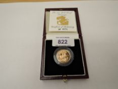 A 1994 Queen Elizabeth II Gold Proof Sovereign, Royal Mint, in capsule with display case and