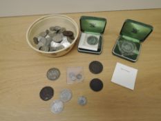 A collection of GB Silver Coins and World Silver Coins and small amount of Copper Coins, 1972 Silver