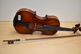 A modern violin having 13inch back, labelled Antoni , John Hornby Skewes, with fitted case and bow