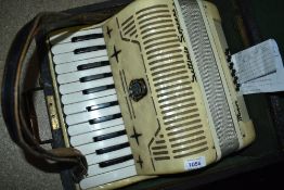 A vintage piano accordion, Settimo Soprani, with hard case