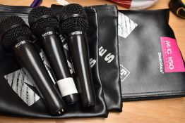 Three Electrovoice MC150 dynamic microphones