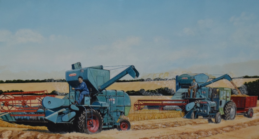 W.G. Richardson (20th Century), gouache, Two agricultural scenes depicting combine harvesters, - Image 3 of 5