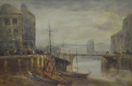 Attributed to William Manners (1865-1930, British), watercolour, A harbour view, framed, mounted,