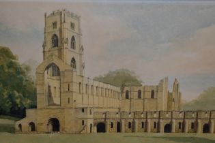 Artist Unknown (20th Century), watercolour, Fountains Abbey, Yorkshire, signed indistinctly, framed,