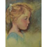 20th Century School, oil on board, Two amateur portraits of young girls, signed 'Sara Donaghy