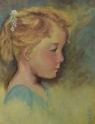 20th Century School, oil on board, Two amateur portraits of young girls, signed 'Sara Donaghy