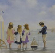 After James Tytler (b.1948, British), coloured print, 'Children At The Seaside', an attractive