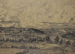 Artist Unknown (20th Century), pencil on paper, A well executed study of a landscape with