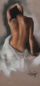 Domingo Alvarez Gomez (b.1942, Spanish), pastel, A seated female nude, signed to the lower right,